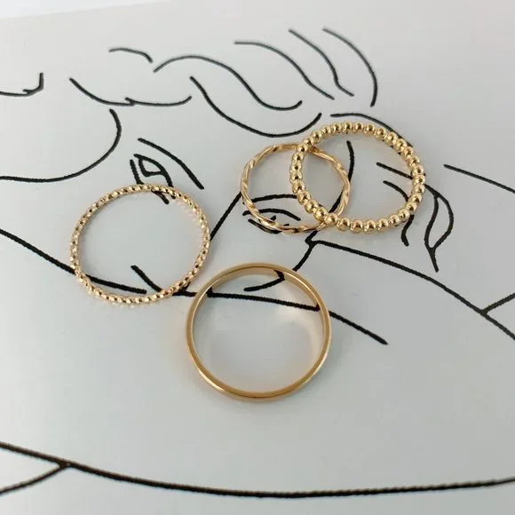 4pcs Gold Stacking Rings - Picture 9 of 9